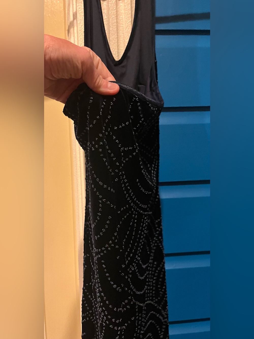 Bari-Jay Formal Gown Ladies Size 13-14 Dark Blue Beaded - Picture 8 of 10